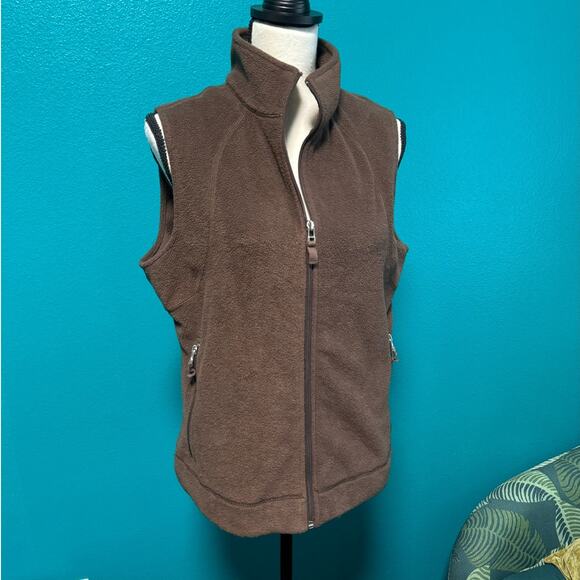 Kim Rogers Brown Fleece Zip Front Winter Vest Women's Medium - Picture 2 of 9